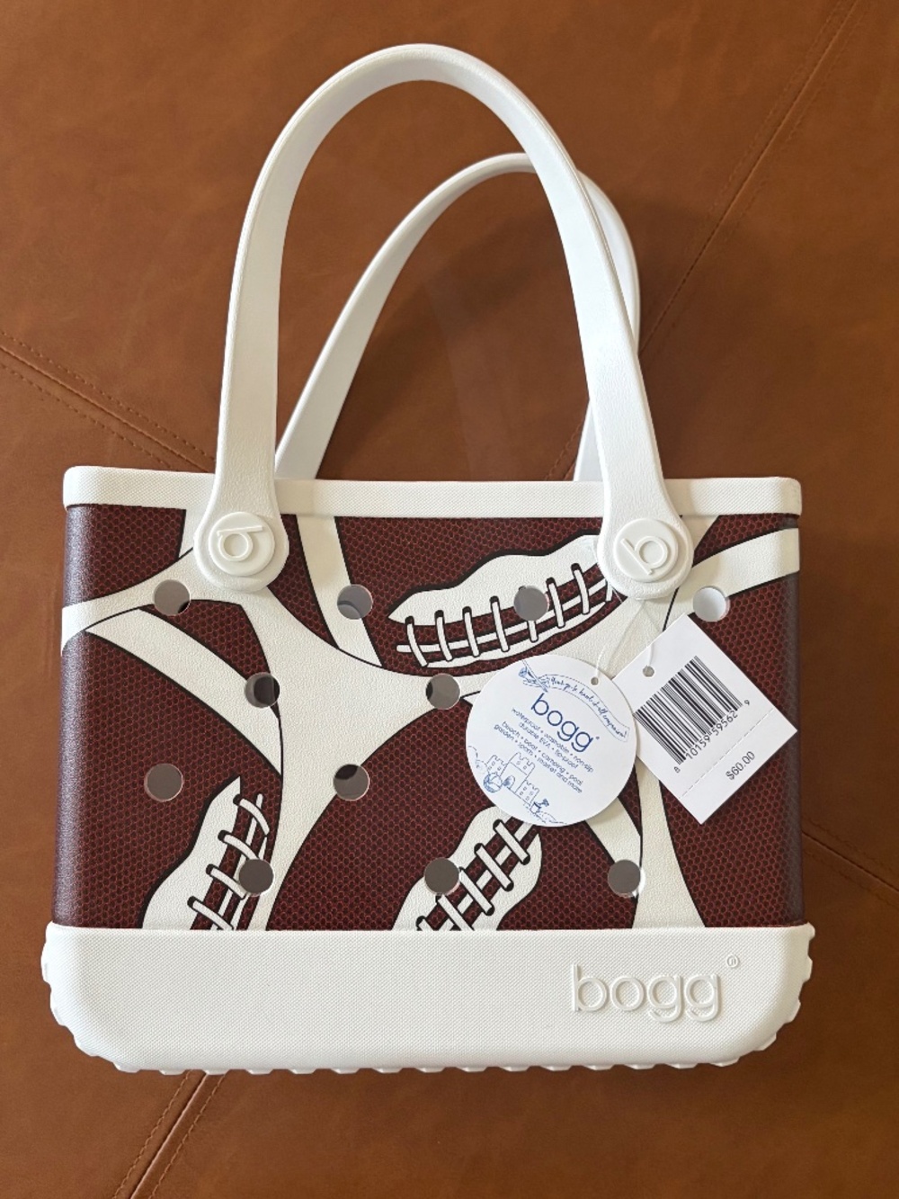 Bogg bag Bitty Bogg Football themed plastic sports tote Fair catch print NWT